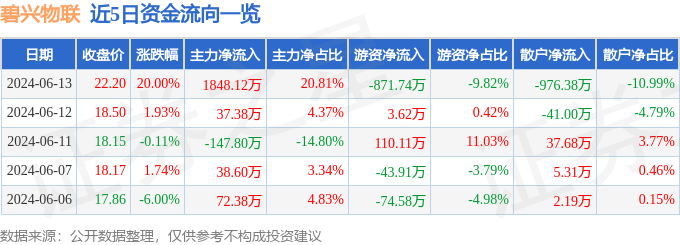 6月13日碧兴物联涨停分析：大气治理大数据污水处理概念热股(图1)
