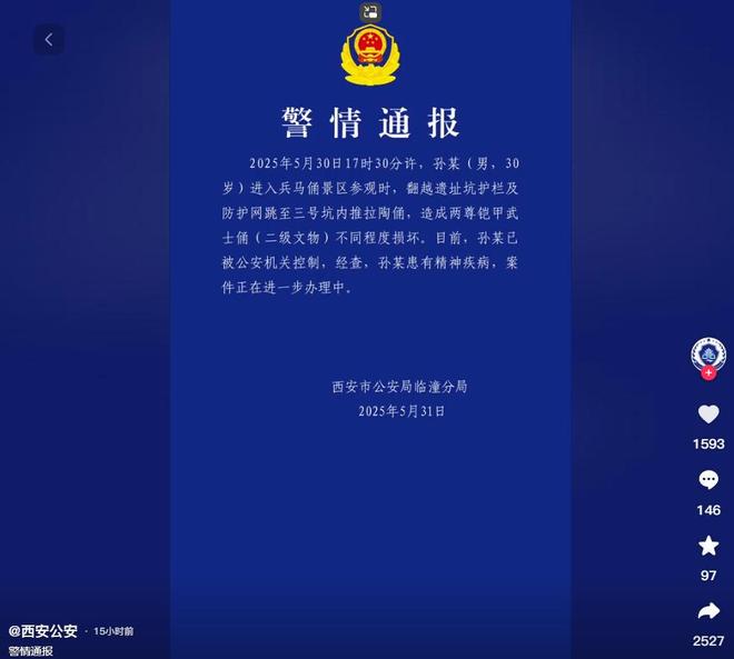 西安男子毁坏2尊兵马俑后续：目击者发声身份曝光或将免除刑罚(图13)