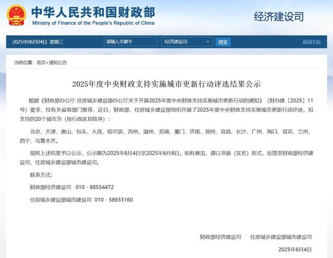 中央财政拟支持北京、广州等20城实施城市更新行动首批15城“取得了明显成效”(图1)